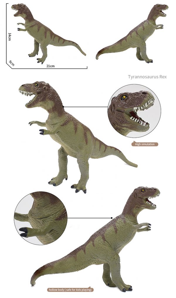 9” Realistic plastic dinosaur toy set