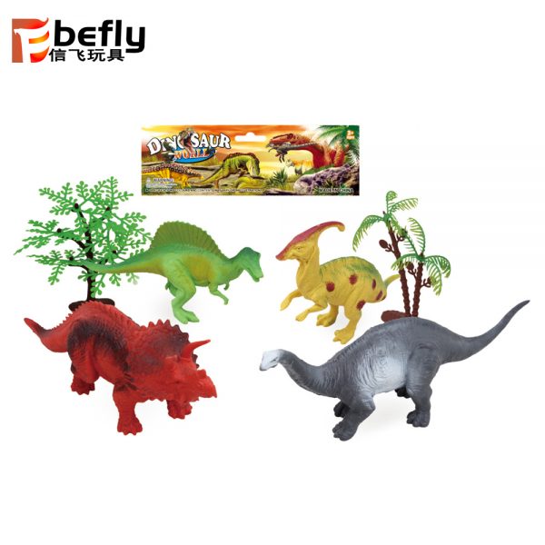 4 kinds figure set plastic dinosaur toys with tree