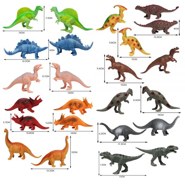 12pcs assorted plastic dinosaur toys set