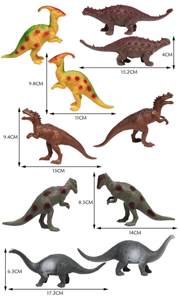 12pcs assorted plastic dinosaur toys set