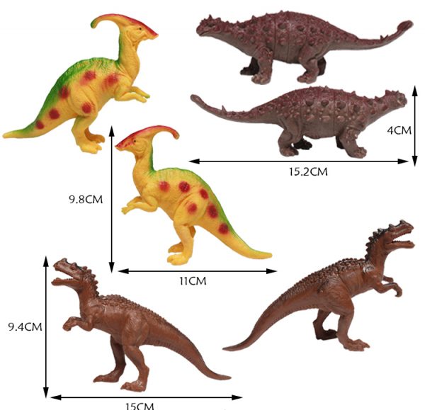 12pcs assorted plastic dinosaur toys set