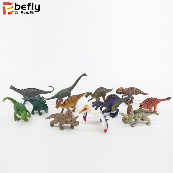 12 kinds of 3 inches solid mini plastic dinosaur toy set