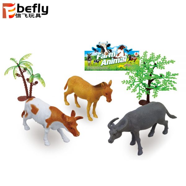 3pcs Hollow plastic farm animal set toys with tree