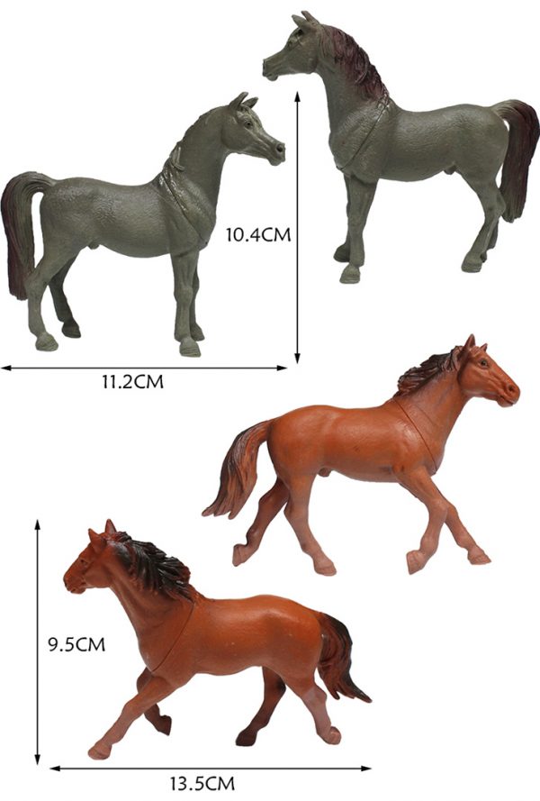 4 kinds horse hollow plastic farm animal toy
