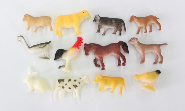 12pcs Plastic solid mini farm animal toy