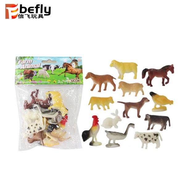12pcs Plastic solid mini farm animal toy