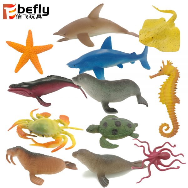 12 Kinds of plastic sea animal model toy set