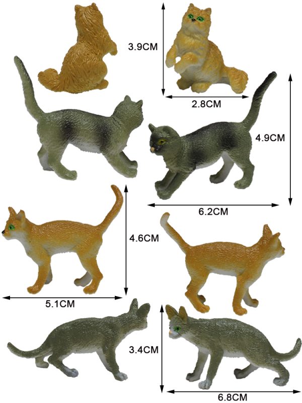 12PCS Plastic animal figurines cat
