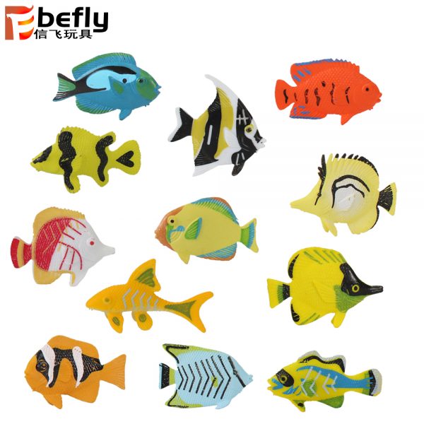 12 kinds mixed mini Tropical fishes model plastic fish toy