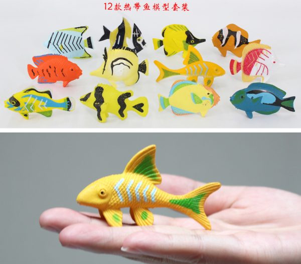12 kinds mixed mini Tropical fishes model plastic fish toy