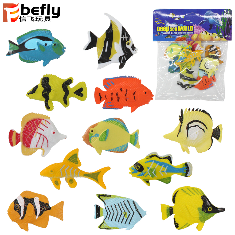 12 kinds mixed mini Tropical fishes model plastic fish toy