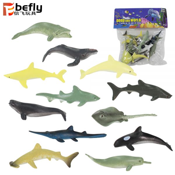 12 kinds of Shark plastic deep ocean animal model small toy