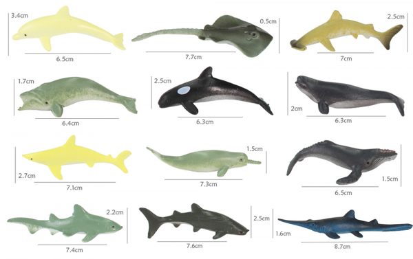 12 kinds of Shark plastic deep ocean animal model small toy