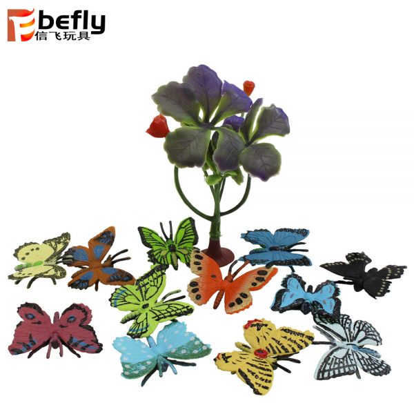 13pcs Butterflies plastic model toy with tree