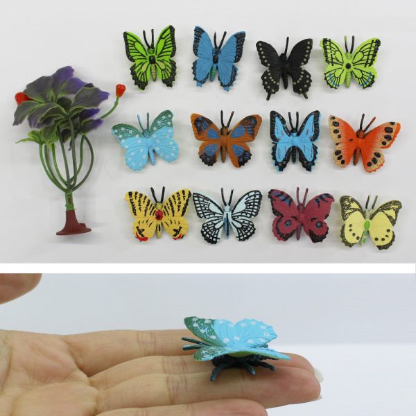 13pcs Butterflies plastic model toy with tree