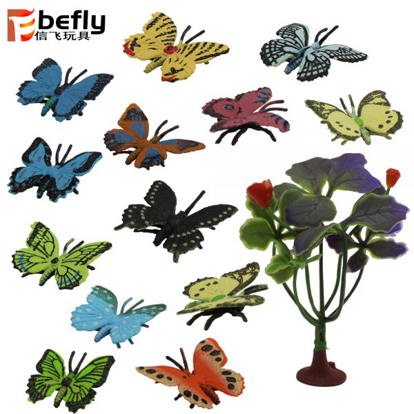 13pcs Butterflies plastic model toy with tree