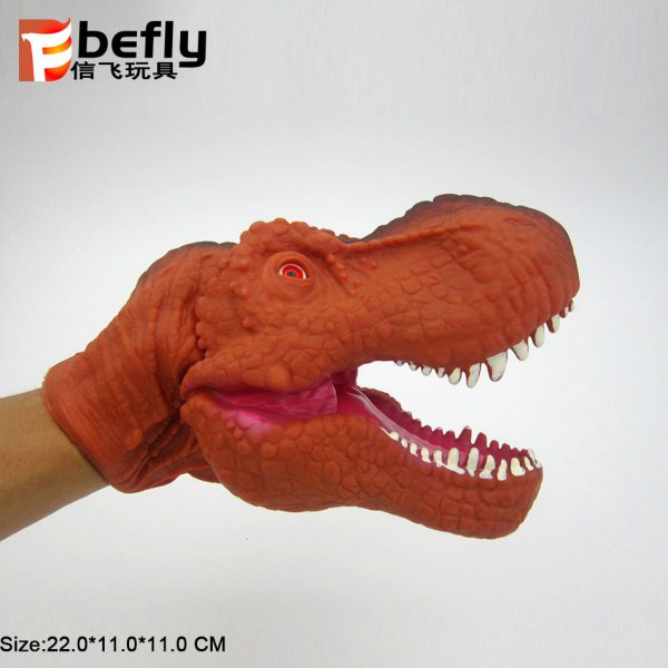 Vivid soft plastic toy t-rex glove dinosaur hand puppet for kids