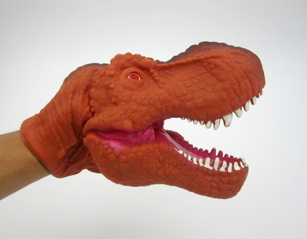 Vivid soft plastic toy t-rex glove dinosaur hand puppet for kids
