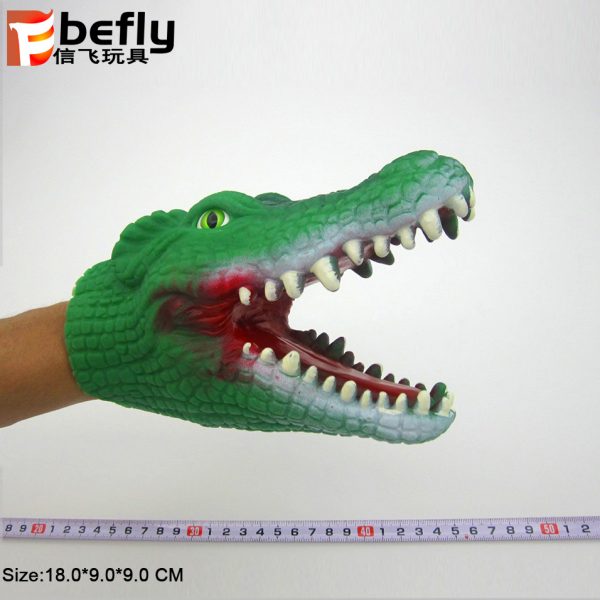 Soft plastic crocodile head hand animal puppet for kids