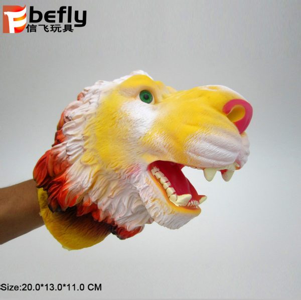 Wild animal lion head model soft plastic hand puppets toys