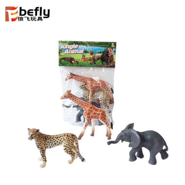 3pcs Plastic leopard giraffe elephant animal toy set