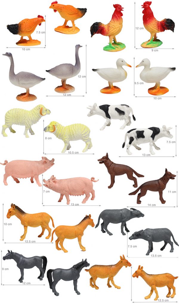 12 kinds mixed hollow farm animal model toy