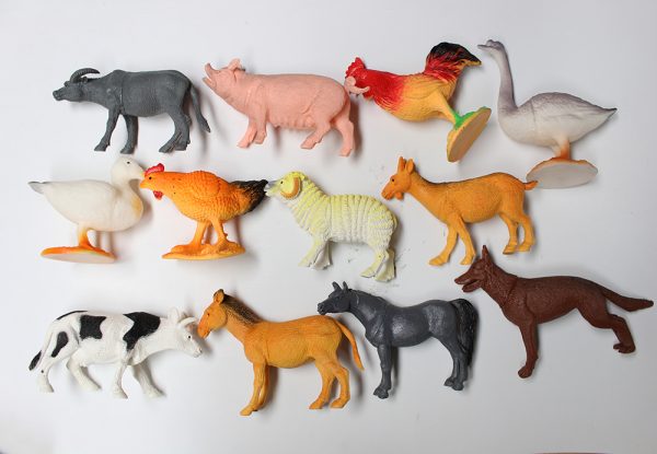 12 kinds mixed hollow farm animal model toy
