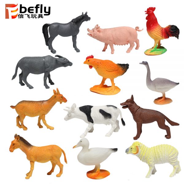 12 kinds mixed hollow farm animal model toy