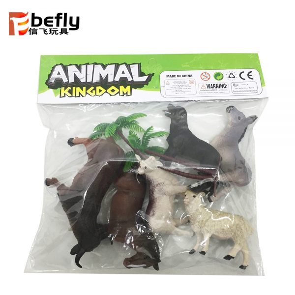 6pcs Plastic farm animal toy with tree set