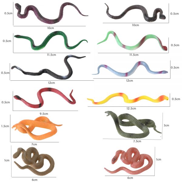 12pcs Reptile snake mini plastic animals toys