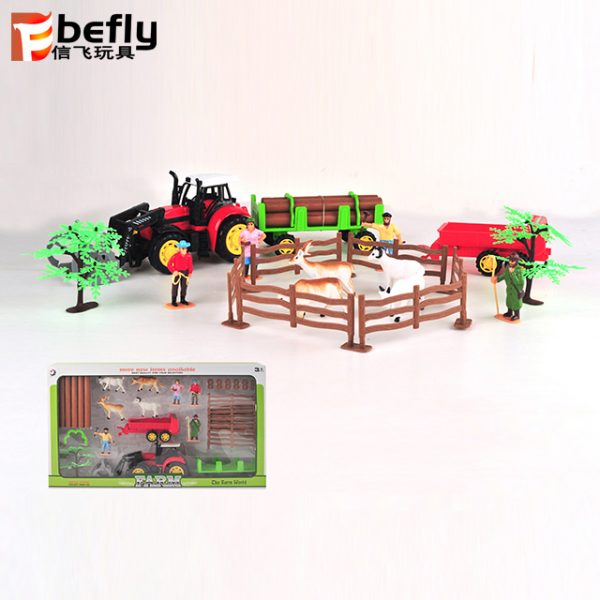 With animal human figure plastic friction farm car toy