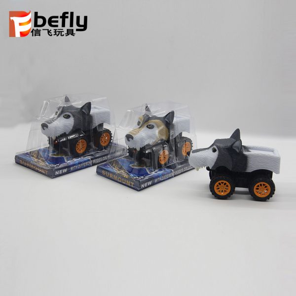 Wolf model plastic toy friction truck for kids play