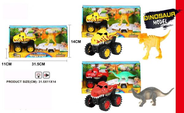 With light friction dinosaur trailer car toy with dinosaur