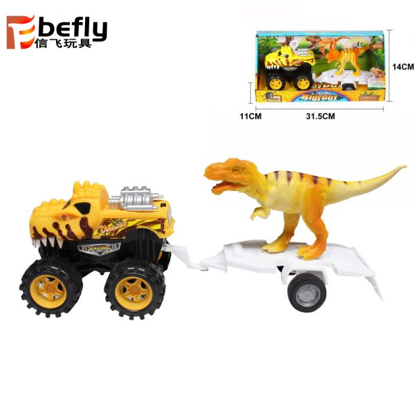 With light friction dinosaur trailer car toy with dinosaur