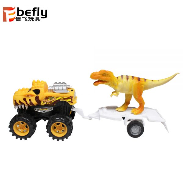With light friction dinosaur trailer car toy with dinosaur