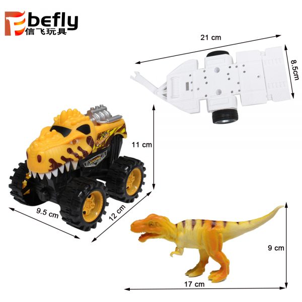 With light friction dinosaur trailer car toy with dinosaur