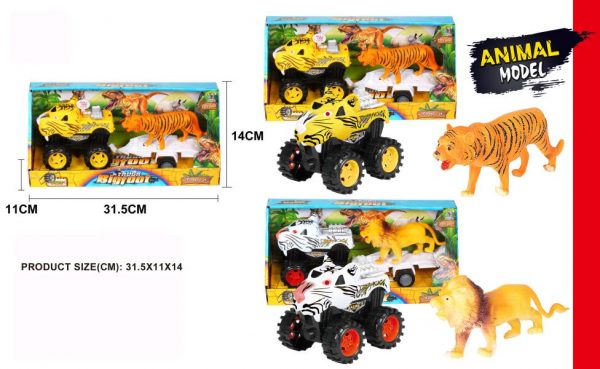 Frcition powder plastic animal car toy with animal