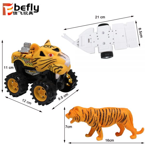 Frcition powder plastic animal car toy with animal