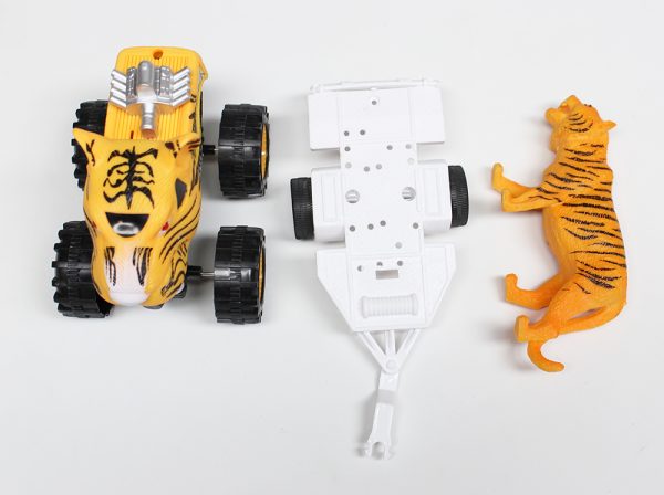 Frcition powder plastic animal car toy with animal
