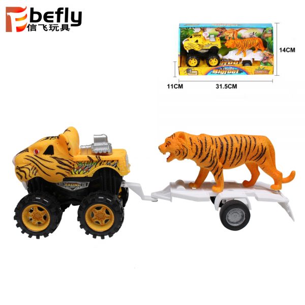 Frcition powder plastic animal car toy with animal