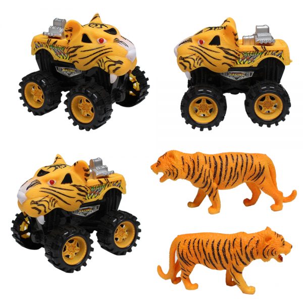 Frcition powder plastic animal car toy with animal