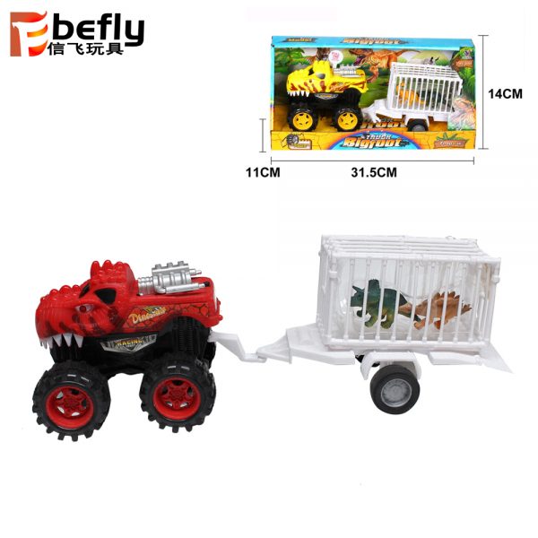 Friction power plastic dinosaur truck toy with dinosaur
