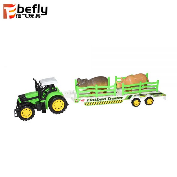 Friction trailer truck toys with plastic animal