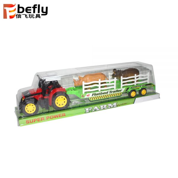 Friction trailer truck toys with plastic animal