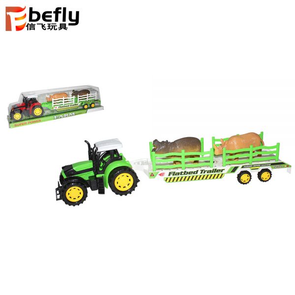 Friction trailer truck toys with plastic animal
