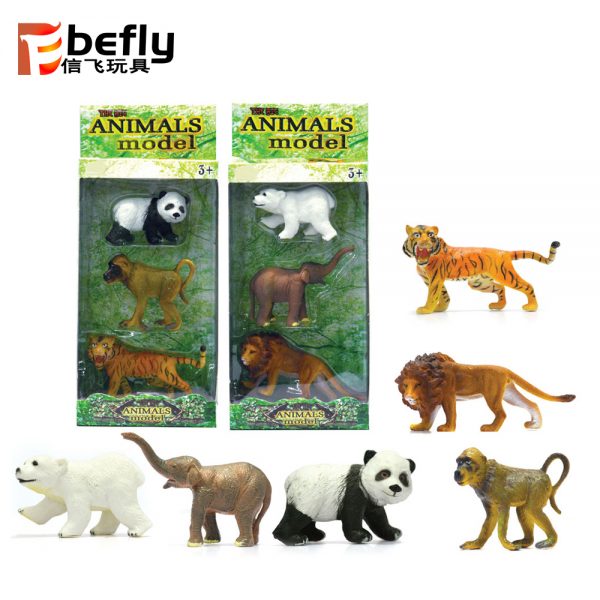 6 kind different jungle animal tiger panda elephant model toy