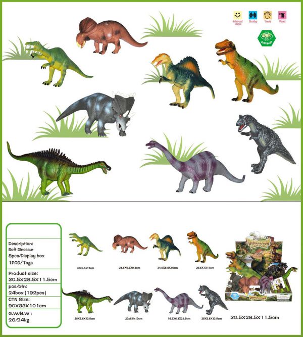 8 kinds vinyl stuffed dinosaur toys