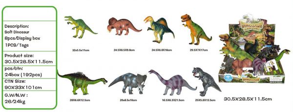 8 kinds vinyl stuffed dinosaur toys