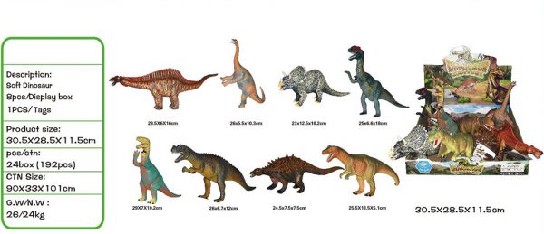 8 kinds mixed packaging funny vinyl stuffed toy dinosaur