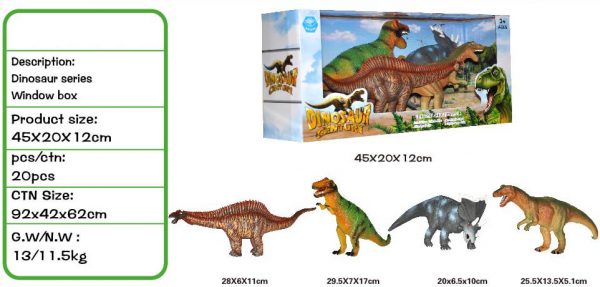 4 kinds mixed stuffed cotton soft rubber dinosaur toy